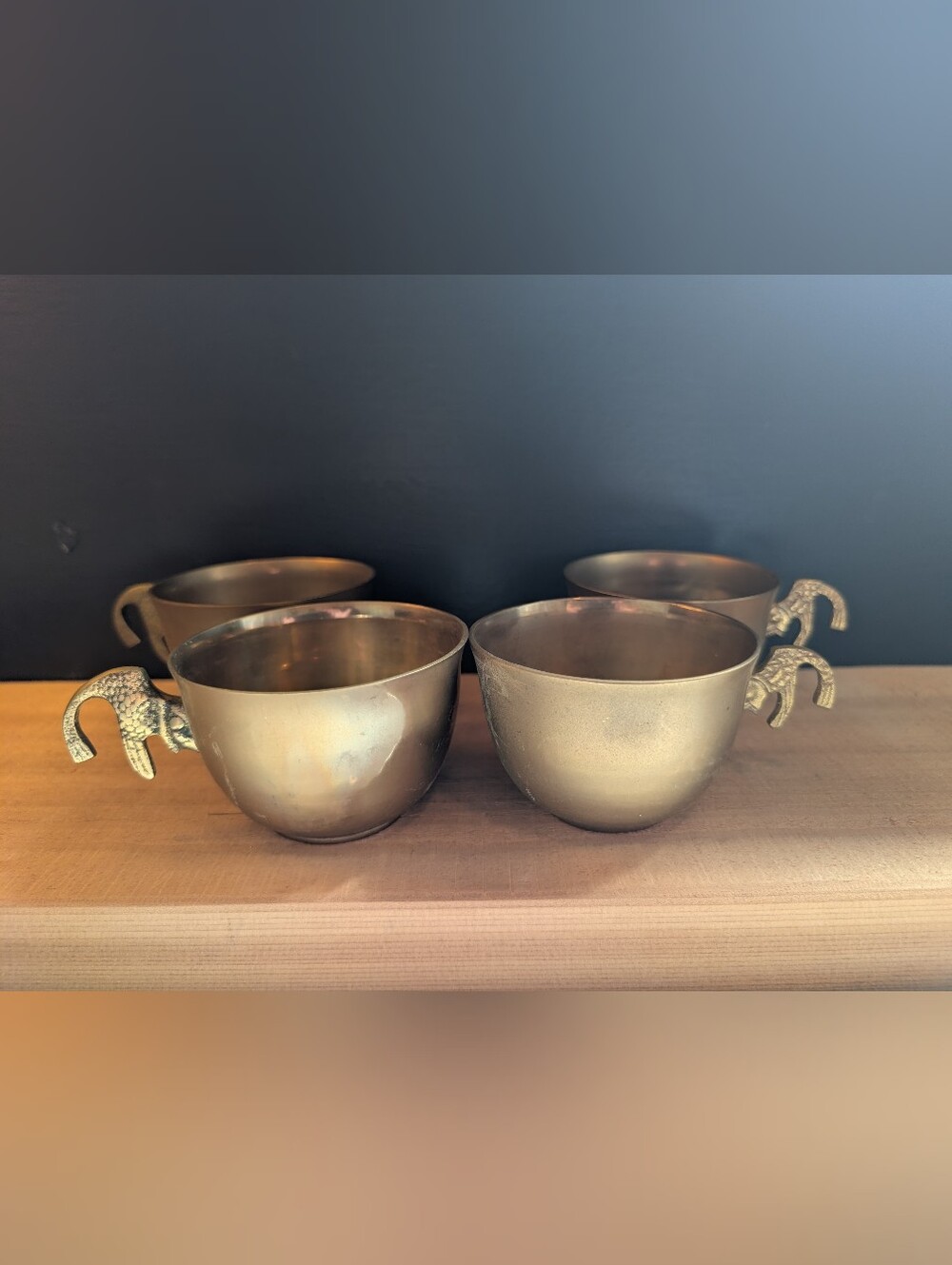 4 Vintage Brass Koi Cups